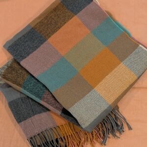J Crew Oversized Plaid Scarf / Wrap 25"x80"